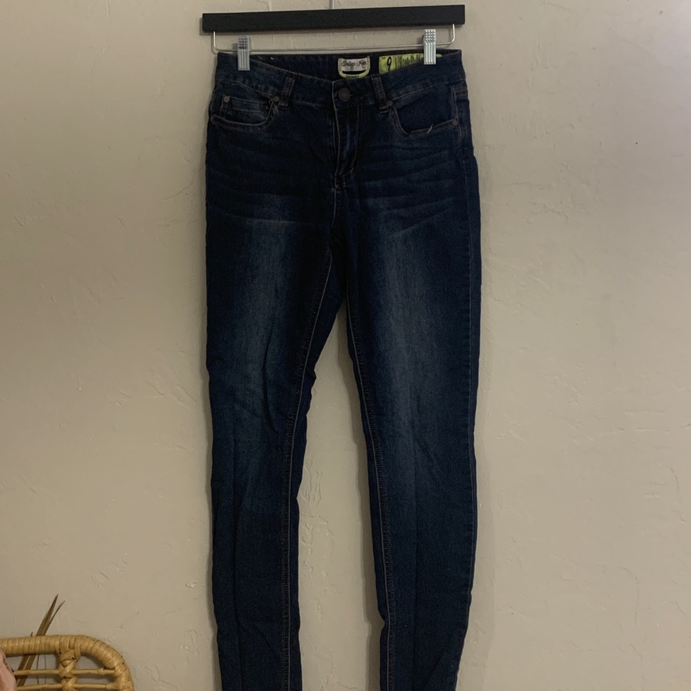 Blue denim jeans.
